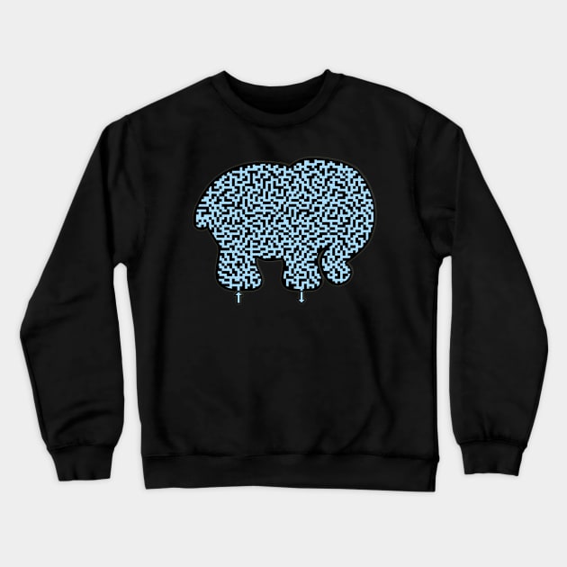 Elephant Shaped Blue Maze & Labyrinth T-Shirt Crewneck Sweatshirt by gorff